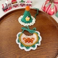 Set natalizio per animali con cappello a albero verde e bavaglio ricamato renna - Taglia unica / Bavaglino Verde Renna Natale e Cappello Stella