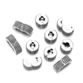 Antique silver stopper beads with mesh texture for DIY bracelet jewelry making - Grid Embossed Style (Style 7)