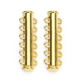 Close-up of polished gold 6-strand magnetic slide clasp for multi-row jewelry making - 2-strand / Gold