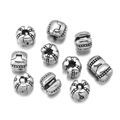 Antique silver plated spacer beads with embossed dots for DIY jewelry making - Polka Dot Border Style (Style 8)