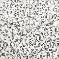Flat round white acrylic letter beads with black A to E characters for DIY jewelry crafts - Mixed Letters / 100 Pcs/Pack (16g)