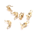 Vacuum-plated stainless steel clamshell bead tips with double loops for DIY jewelry making - Small Style / Gold
