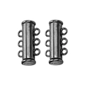 Gunmetal black 3-strand magnetic slide clasp for multi-layer necklaces and bracelets - 2-strand / Gunmetal