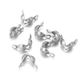 Matte silver stainless steel crimp covers with double loops for DIY jewelry making - Small Style / Steel