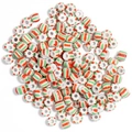 Perline di vetro a righe da 4mm rosse, verdi e bianche per gioielli e artigianato DIY - 4mm (130 Pezzi/Confezione) / Mix Verde-Rosso