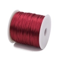 Macro shot of dark red silk cord neatly wound on white plastic spool for DIY jewelry - 1.5mm Thickness 80 Yards/Roll / Burgundy