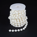 Rollo de cadena de perlas ABS blanco crema brillante para bisutería DIY y ropa - 10mm / Blanco Roto