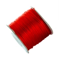 Detailed view of bright red Chinese knot cord roll on white spool for jewelry making - 1.5mm Thickness 80 Yards/Roll / Red