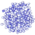 Perline di vetro rigate blu e bianche da 4mm per la creazione di gioielli fai da te - 4mm (130 Pezzi/Confezione) / Mix Blu e Bianco