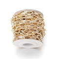 Macro view of golden flat rectangular link chain roll for DIY jewelry making and bags - 10*4.5mm (1.3mm Wire, 5 Yards) / Gold