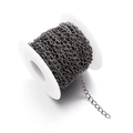 Macro view of gunmetal twist chain rolls on white spool for DIY jewelry making - 5x7mm Wire Diameter 1mm / Gun Black