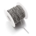 Silver stainless steel extension chain roll for DIY jewelry making on white spool - White K/Silver