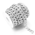 Silver textured Cuban link metal chain on a spool for DIY jewelry and accessories - Textured NK Chain Silver