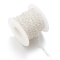 Silver metal DIY jewelry chain roll on white spool for handcrafted jewelry making - Silver