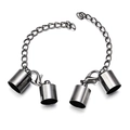 Macro view of gunmetal lobster clasp set with cord caps and extension chain connectors - Gun Black