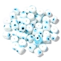Flat round evil eye glass beads for DIY jewelry making in blue and white finish - Diameter 9mm Hole 1.6mm / White
