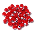 Vibrant red Evil Eye glass spacer beads for DIY jewelry making and handmade crafts - Diameter 9mm Hole 1.6mm / Red