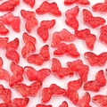 Close-up of red transparent butterfly beads with gold glitter for DIY jewelry making - 15*8mm (50 Pieces/Pack) / Red