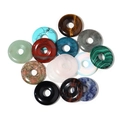 Polished tiger eye and assorted gemstone donut charms for DIY jewelry making sets - Random Mixed Styles / 18mm