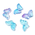 Five blue and purple gradient glass butterfly beads with iridescent AB coating for DIY - 15*8mm (50 Pieces/Pack) / Blue and Purple