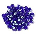 Perles en verre mauvais œil bleu foncé pour la création de bijoux faits main - Diamètre 9mm Trou 1,6mm / Bleu