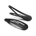 Lot de deux pinces à cheveux classiques en métal noir mat en forme de goutte d'eau - Noir Mat / 3cm