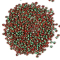 Perline di vetro a strisce da 4mm in rosso e verde per la creazione di gioielli DIY - 4mm (130 Pezzi/Confezione) / Mix Rosso e Verde