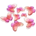 Pendentifs papillons dégradés rose et orange en acrylique pour bijoux et chaînes de téléphone - 13*17mm (40 Pièces) / Couleur 10
