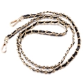 Classic gold metal and black PU leather woven shoulder strap with lobster clasps - 120cm / Black + Gold Chain