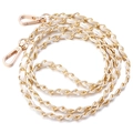 Gold metal and white leather woven replacement chain strap with lobster clasps - 120cm / White Watch + Gold Bracelet