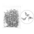 Silver metal double-loop fold-over cord ends for DIY jewelry making in bulk package - 4x7mm (200) / White K/Silver