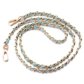 Light blue PU leather woven with gold metal chain strap featuring lobster clasps - 120cm / Blue Watch + Gold Bracelet
