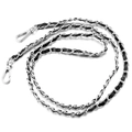 Silver metal chain interwoven with black PU leather strap and lobster clasps for bags - 120cm / Black + Silver Chain