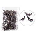 Macro detail of bronze double-loop jewelry fold-over bead crimp covers in bulk packaging - Antique Bronze