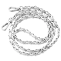 White PU leather and silver metal intertwined chain strap with swivel lobster clasps - 120cm / White Watch + Silver Bracelet