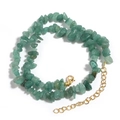 Detail of green irregular natural stone beads necklace with gold lobster clasp - Green Aventurine