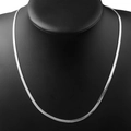 Minimalist silver-toned flat snake chain necklace with high-polished herringbone texture - 45cm / Herringbone Chain