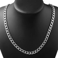 Classic silver titanium steel curb chain necklace displayed on a black neck bust - 45cm / Curb Chain