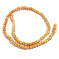 Orange and yellow marble-patterned round beads for DIY bracelet jewelry making - Flat Round Bead (Orange)