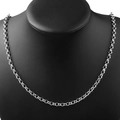 Silver stainless steel rollo chain necklace on black mannequin for hip hop style - 45cm / Cable Chain