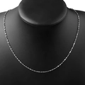 Elegant thin silver stainless steel snake chain necklace displayed on black bust - 45cm / Gypsophila Geometric