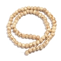 Light wood beads with dark brown wave patterns for DIY jewelry bracelets - Flat Round Bead (Light Coffee)