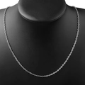 Polished silver stainless steel cable chain necklace shown on a black model bust - 45cm / Flattened Cross Chain