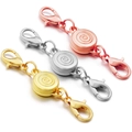 Magnetic jewelry clasp set with spiral texture and lobster claws in gold silver rose gold - Striped Disk Clasp / Gold