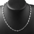 Silver stainless steel pig nose chain necklace displayed on a black matte bust stand - 45cm / Pig Nose Chain