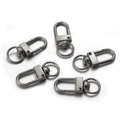 Five gunmetal grey zinc alloy lobster clasps with swivel rings for DIY keychains - Gate Hook / 10 Pieces Pack / Gun Black