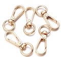 Five light gold zinc alloy swivel snap hooks with round rings for DIY keychain making - Dog Buckle / 10 Pieces Pack / Gold