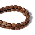 Deep brown oval wooden beads with natural water ripple texture for DIY jewelry - Long Oval Striped Wood Bead