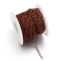DIY jewelry making metal curb chain in antique bronze finish on a white spool - Antique Red Copper