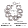 Vista dettagliata del bracciale massiccio in acciaio inossidabile argento con specifiche - Bracciale a Maglie Quadrate Arrotondate (JDB0101310-S) / 17.5+5CM / Argento
